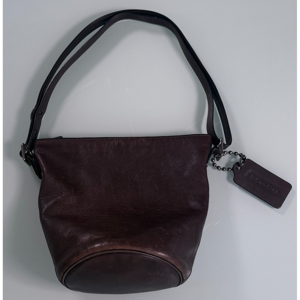 COACH Bleecker Mini Duffle Bucket Bag Brown British Tan Leather Unisex No. 32281